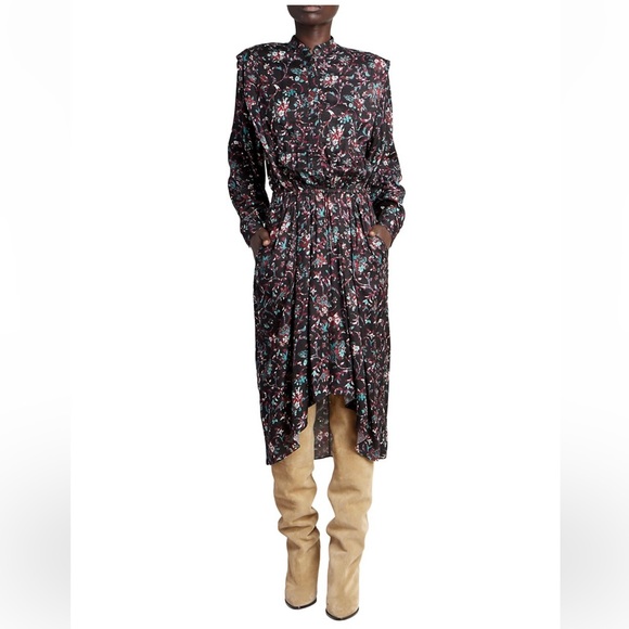Isabel Marant Etoile Okleya Floral High-Low Midi-Dress - Picture 2 of 8